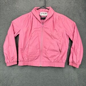 Vintage At Ease Pink Full Zip Bomber‎ Jacket Womens Medium Made in Hong Kong